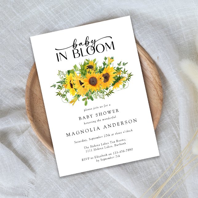 Invitación Bebé en el Baby Shower de girasol en flor de sangr (Subido por el creador)