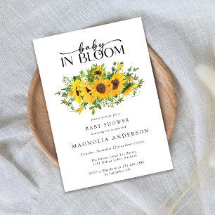 Invitación Bebé en el Baby Shower de girasol en flor de sangr
