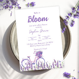 Invitación Bebé en el Baby Shower de la bicicleta Lavender en