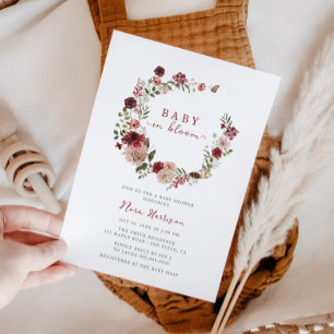 Invitación Bebé en el Baby Shower de la flor floral de otoño