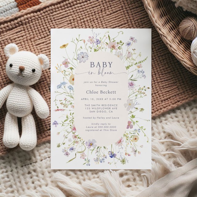 Invitación Bebé en el Baby Shower de la flor silvestre Bloom  (Subido por el creador)