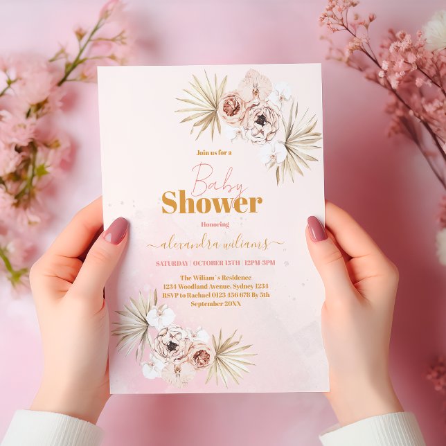 Invitación Bebé en el Baby Shower de la Grasa Bloom Boho Pamp (Subido por el creador)