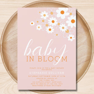 Invitación Bebé en el Baby Shower de la margarita rosada