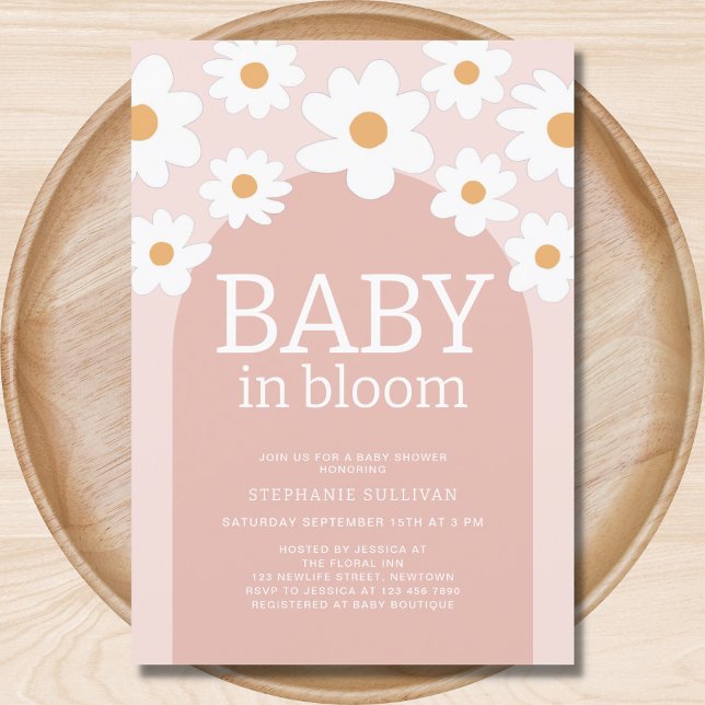Invitación Bebé en el Baby Shower de la margarita rosada (Subido por el creador)