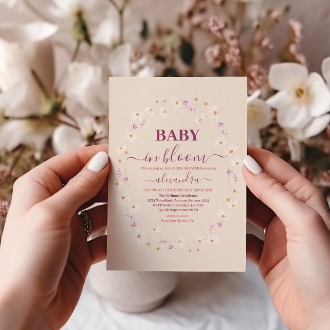 Invitación Bebé en el Baby Shower de la margarita rosada (Subido por el creador)