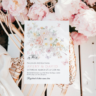 Invitación Bebé en el Baby Shower de la mariposa de flores si