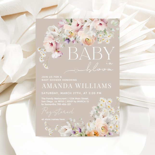 Invitación Bebé en el Baby Shower de la primavera floreciente (Subido por el creador)