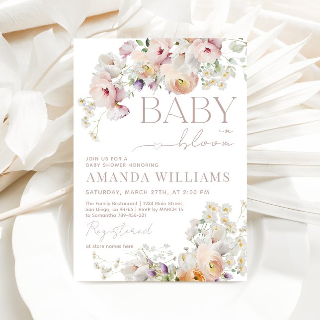 Invitación Bebé en el Baby Shower de la primavera floreciente (Subido por el creador)