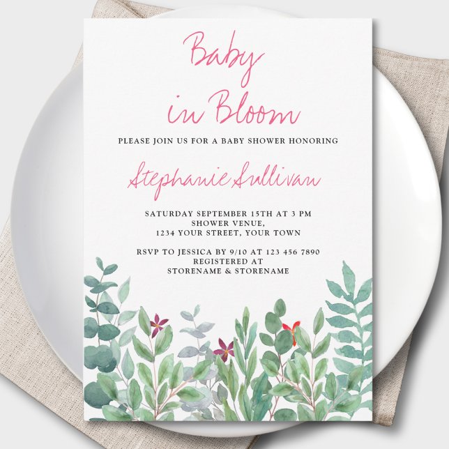 Invitación Bebé en el Baby Shower de la vegetación eucaliptus (Subido por el creador)