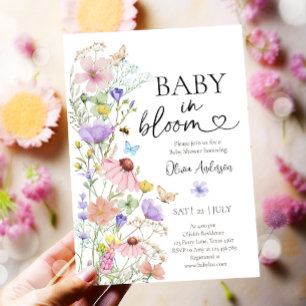 Invitación Bebé en el Baby Shower de las mariposas de flores