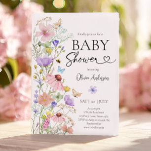 Invitación Bebé en el Baby Shower de las mariposas de flores