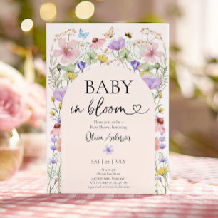 Invitación Bebé en el Baby Shower de las mariposas de flores