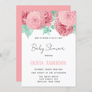 Invitación Bebé en el Baby Shower de los peones rosados