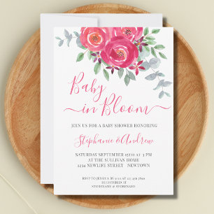 Invitación Bebé en el Baby Shower de Parejas Florales Rosa en
