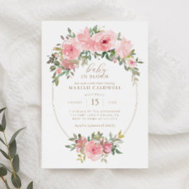 Invitación Bebé en el Baby Shower de vegetación floral rosa d