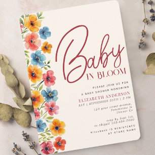 Invitación Bebé en el Baby Shower floral de acuarela en flor