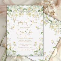 Bebé en el Baby Shower floral de acuarela en flor