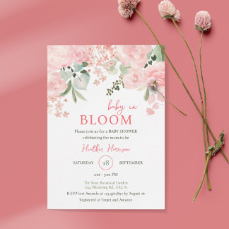 Invitación Bebé en el Baby Shower floral de Bloom