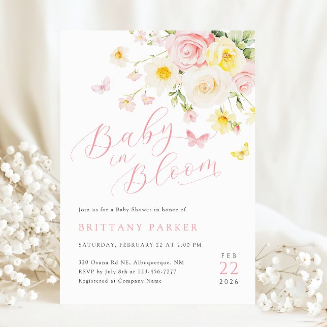 Invitación Bebé en el Baby Shower floral de Bloom (Subido por el creador)