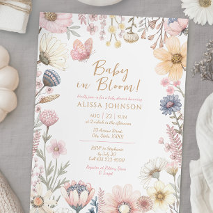 Invitación Bebé en el Baby Shower floral de Bloom
