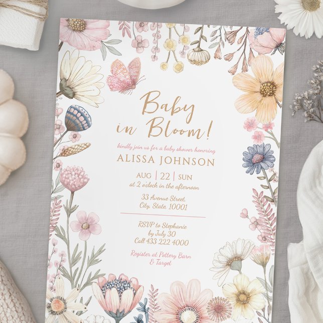 Invitación Bebé en el Baby Shower floral de Bloom (Subido por el creador)