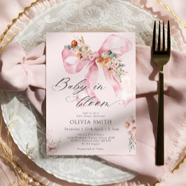 Invitación Bebé en el Baby Shower floral de color rosa