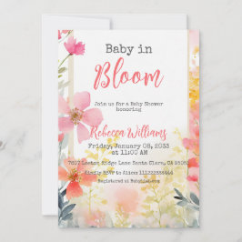 Invitación Bebé en el Baby Shower floral de flores silvestres