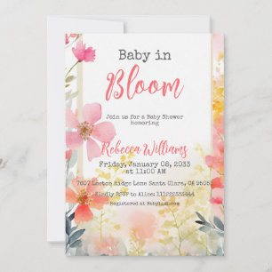 Invitación Bebé en el Baby Shower floral de flores silvestres