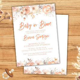 Invitación Bebé en el Baby Shower floral de Peach en Bloom