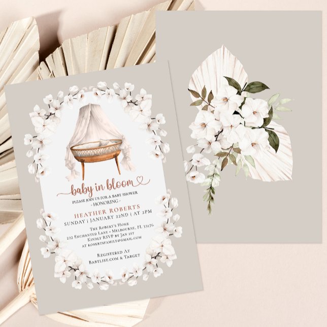 Invitación Bebé en el Baby Shower floral neutro en flor (Sweet Baby Shower Invitation)