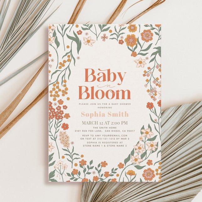 Invitación Bebé en el Chica de Flor Silvestre Bloom Boho Baby (Subido por el creador)