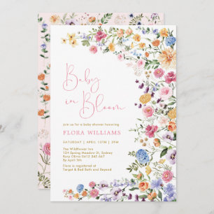 Invitación Bebé en el Chica de flores silvestres en Bloom Bab