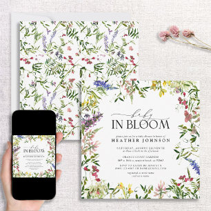 Invitación Bebé en el Chica de flores silvestres en Bloom Bab