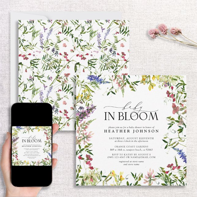 Invitación Bebé en el Chica de flores silvestres en Bloom Bab (Subido por el creador)