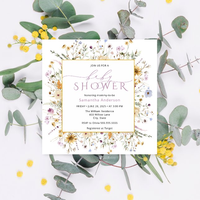 Invitación Bebé en el Chica de Flores Silvestres en Bloom Cut (Subido por el creador)
