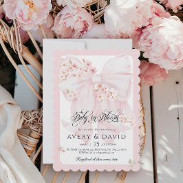 Invitación Bebé en el Chica de primavera de la flor en flor d