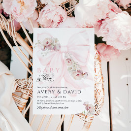 Invitación Bebé en el Chica del Jardín de Primavera de Bow en