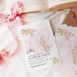Invitación Bebé en el Chica del Jardín de Primavera de Bow en