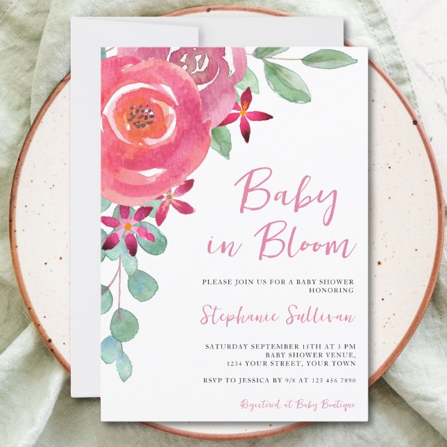 Invitación Bebé En El Chica Floral De Bloom (Subido por el creador)