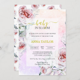Invitación Bebé en el elegante Baby Shower floral rosado de B