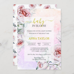 Invitación Bebé en el elegante Baby Shower floral rosado de B
