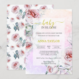 Invitación Bebé en el elegante Baby Shower floral rosado de B