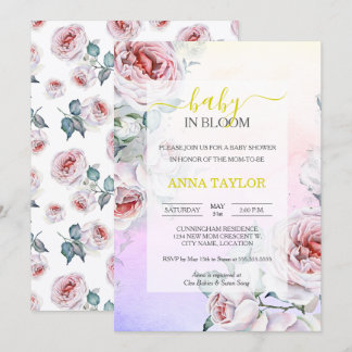 Invitación Bebé en el elegante Baby Shower rosa floral