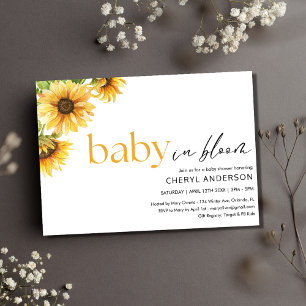 Invitación Bebé en el Fiesta de Baby Shower de girasol en flo