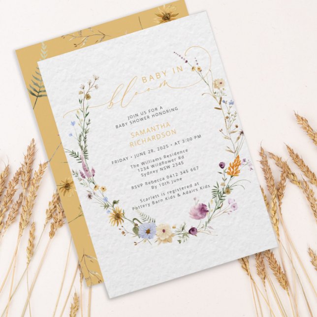 Invitación Bebé en el floreciente Baby Shower de flor silvest (Subido por el creador)