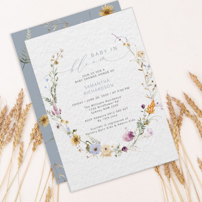 Invitación Bebé en el floreciente Baby Shower de flor silvest (Subido por el creador)