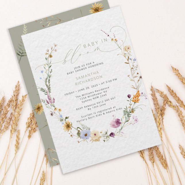 Invitación Bebé en el floreciente Baby Shower de flor silvest (Subido por el creador)