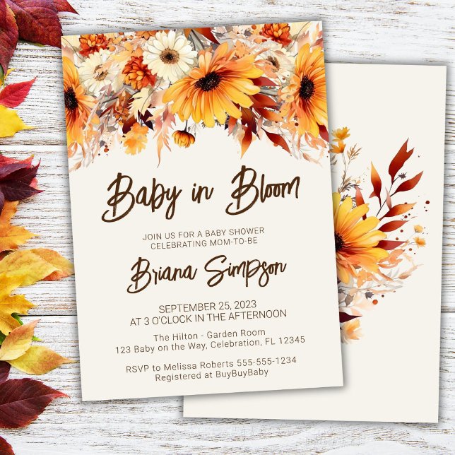 Invitación Bebé en el floreciente Baby Shower de otoño en Bei (Subido por el creador)