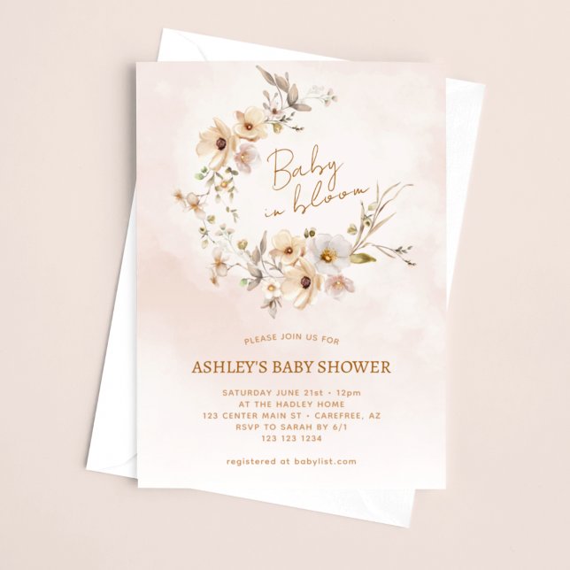 Invitación Bebé en el floreciente Baby Shower rosado (Subido por el creador)