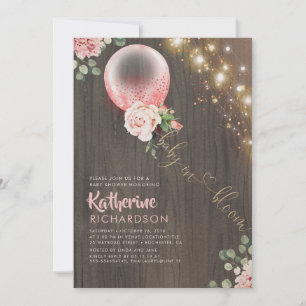 Invitación Bebé en el floreciente Baby Shower ruso con globo 